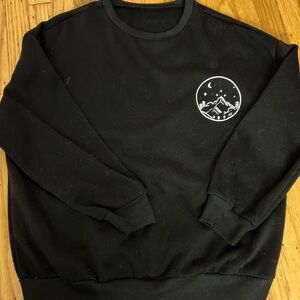 SHEIN Black Sweatshirt with Mountain Embroidery